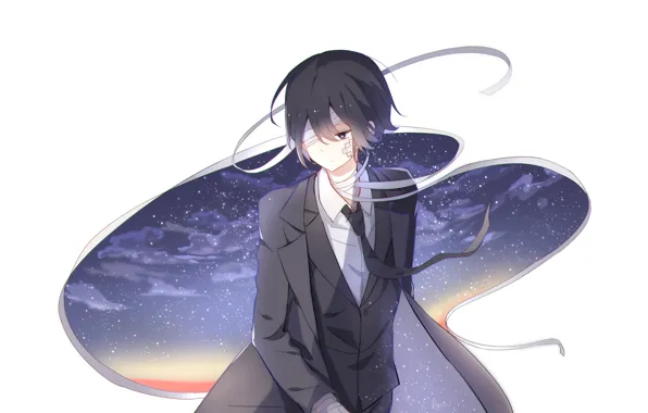 Аниме, мальчик, арт, Bungou Stray Dogs, Бродячие Псы: Литературные Гении, Дазай Осаму