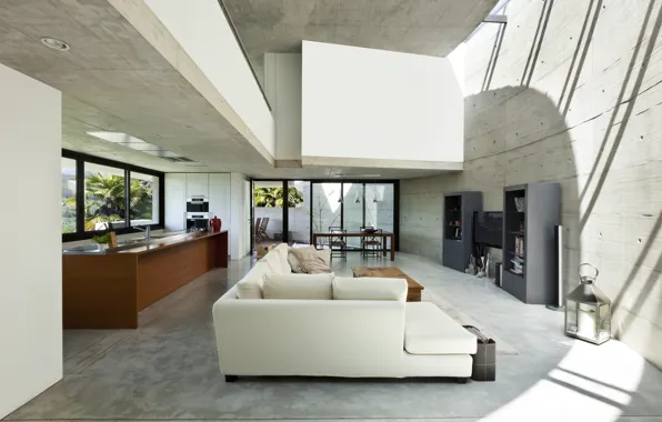 Белый, дизайн, дом, стиль, серый, диван, стулья, интерьер