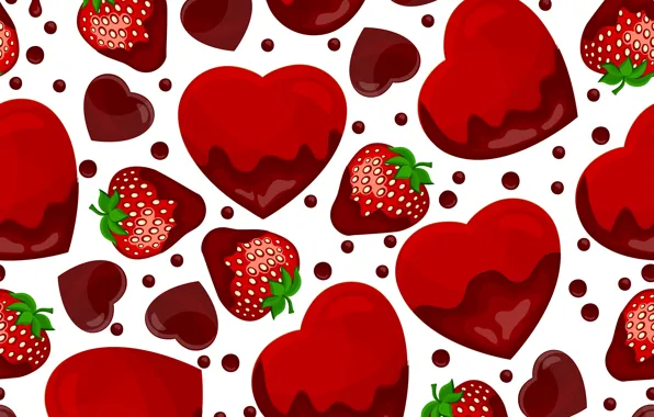 Текстура, клубничка, сердечки, texture, hearts, strawberry