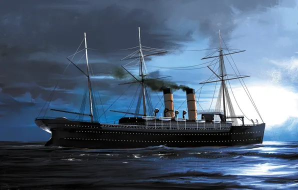 Волны, корабль, Transatlantic Ships, etruria
