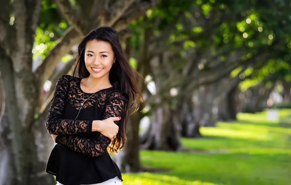 Лето, девушка, улыбка, фон