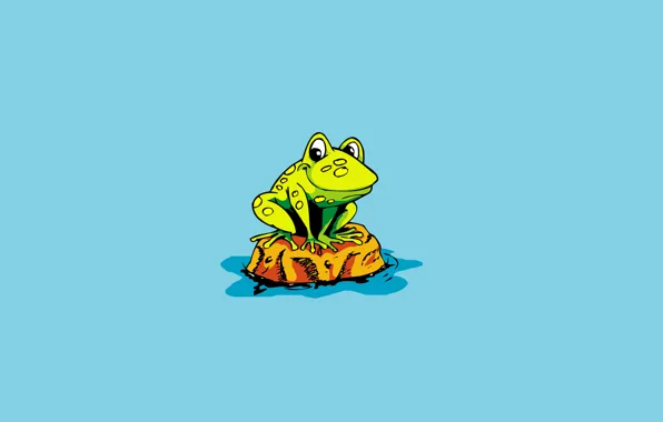 Вода, лягушка, минимализм, островок, frog