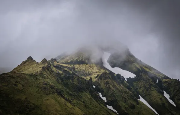 Картинка небо, тучи, природа, скала, гора, Исландия, Iceland