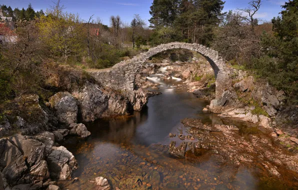 Мост, природа, река, ручей, Шотландия