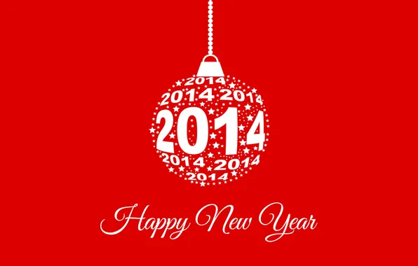 Картинка красный, фон, игрушка, Happy New Year, 2014