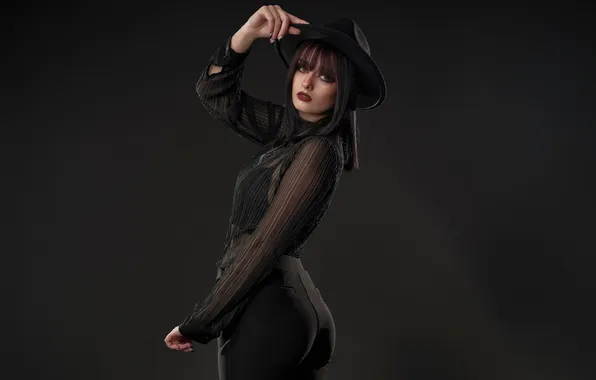 Попка, девушка, поза, шляпа, блузка, Sarah, брюки