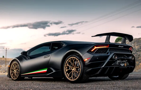 Закат, вечер, Lamborghini, суперкар, Performante, Huracan, 2019, by Mark Hambach