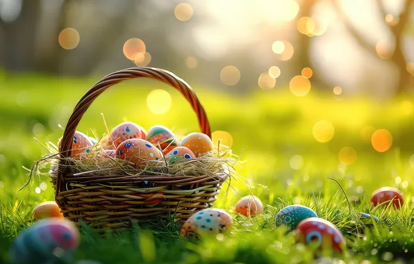 Картинка цветы, яйца, весна, colorful, Пасха, happy, flowers, spring