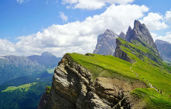 Облака, Италия, Italy, Южный Тироль, South Tyrol, Dolomites, Доломиты, Горный пейзаж