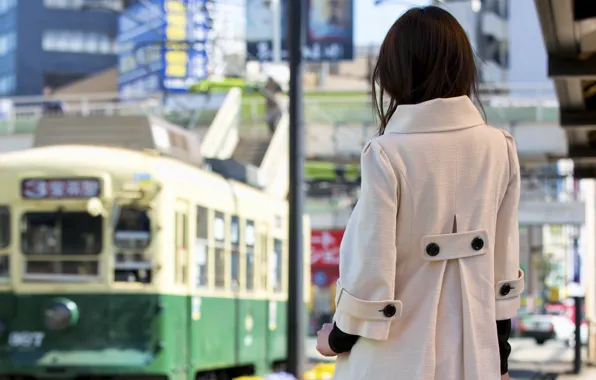 Картинка девушка, город, улица