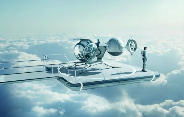 Картинка rock, Sky, Oblivion, Robot, Water, White, Men, The