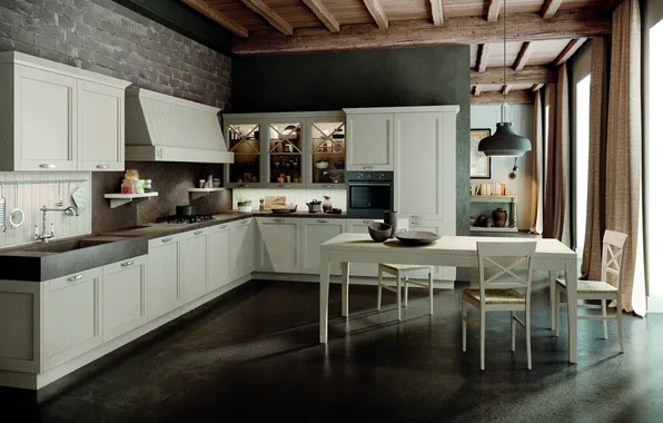 Стиль, вилла, интерьер, кухня, столовая, итальянский дизайн, Cucina Frida