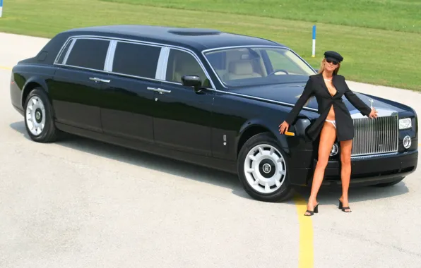 Девушка, ноги, трусики, Rolls-Royce, класс, бренд, фантом, престиж