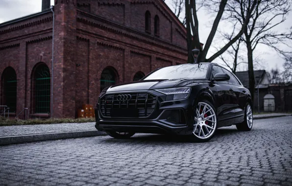 Картинка Audi, Wall, Black, SUV, VAG, Brick, SQ8