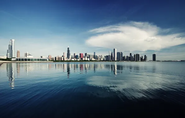 Картинка небо, здания, небоскребы, USA, америка, чикаго, Chicago, сша