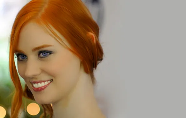 Лицо, улыбка, волосы, блондинка, рыжая, Deborah Ann Woll, Дебора Энн Уолл