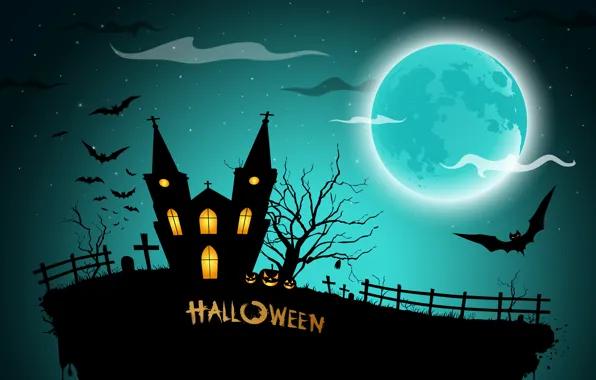 Дом, кладбище, тыквы, ужас, horror, Хэллоуин, house, страшно
