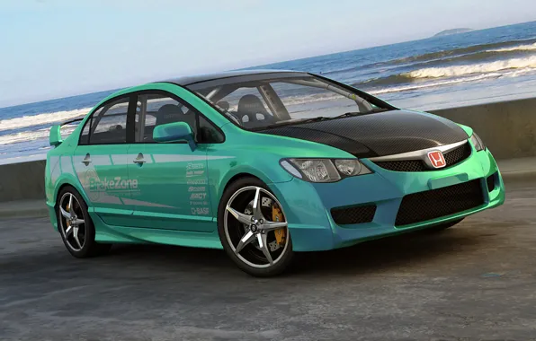 Графика, арт, Honda, Civic, Type R, dangeruss, tuner