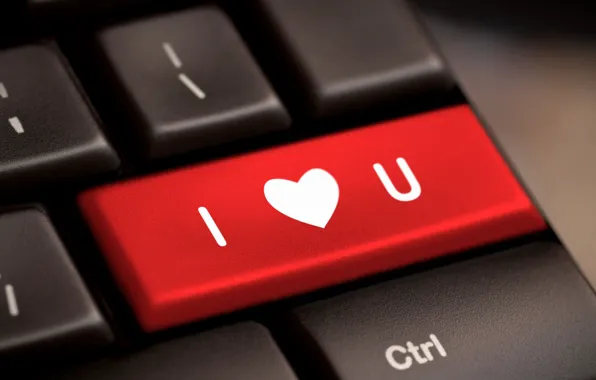 Картинка компьютер, красный, фон, обои, настроения, сердце, wallpaper, клавиатура