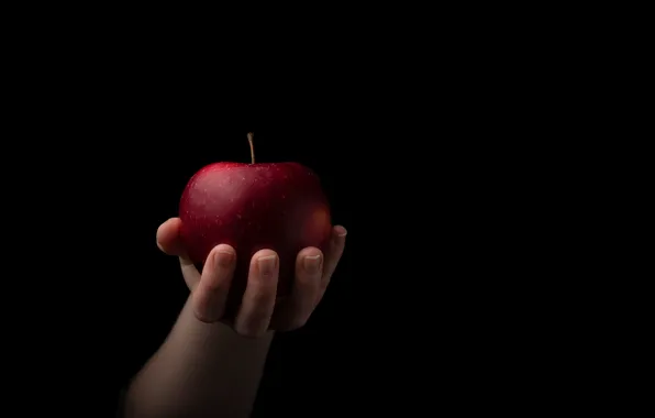 Фон, яблоко, рука