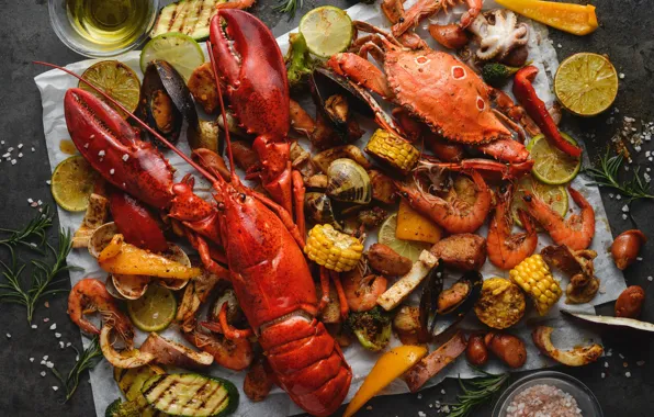 Краб, морепродукты, Омар