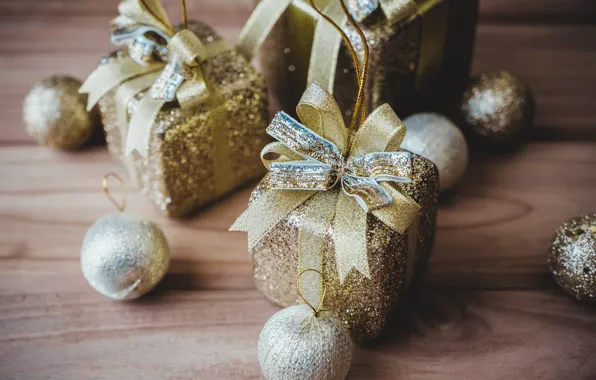 Картинка украшения, шары, Новый Год, Рождество, подарки, golden, Christmas, balls