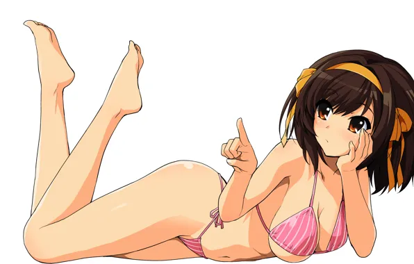 Girl, sexy, cleavage, brown hair, boobs, anime, beautiful, short hair