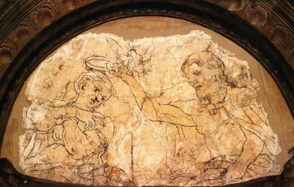 Мария, иисус, Антонио Аллегри Корреджо, эпоха ренессанса, итальянская живопись, Sinopia of the Coronation
