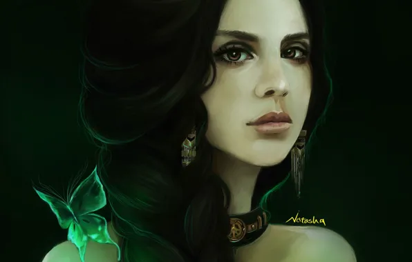 Девушка, бабочка, арт, коса