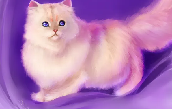 Картинка кошка, фон, арт, пушистая