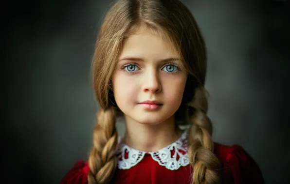 Взгляд, природа, портрет, девочка, голубые глаза, косы, русая, Ольга Бойко