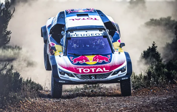 Авто, Машина, Peugeot, Фары, Red Bull, Rally, Dakar, Дакар