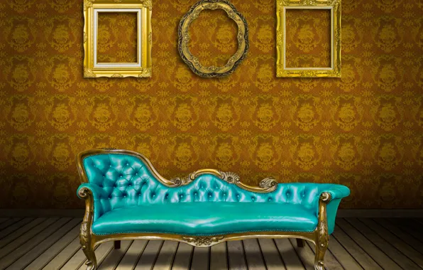 Диван, обои, кожа, vintage, роскошь, interior, sofa, luxury