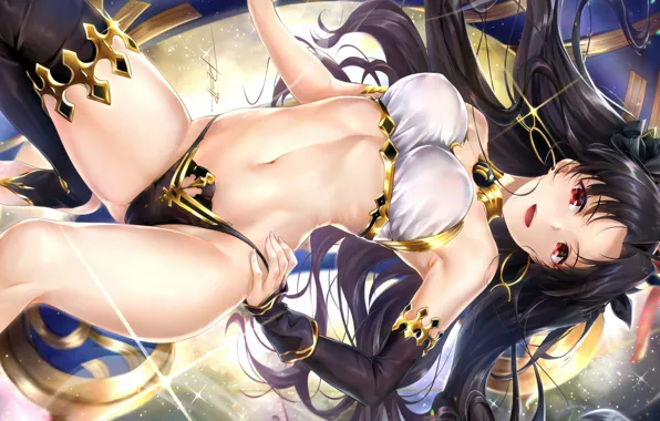 Girl, sexy, lingerie, bra, panties, boobs, anime, red eyes