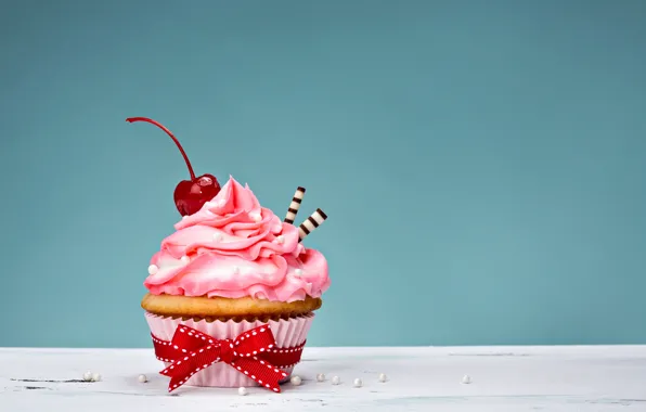 Бантик, cake, крем, Happy Birthday, pink, sweet, cupcake, кекс