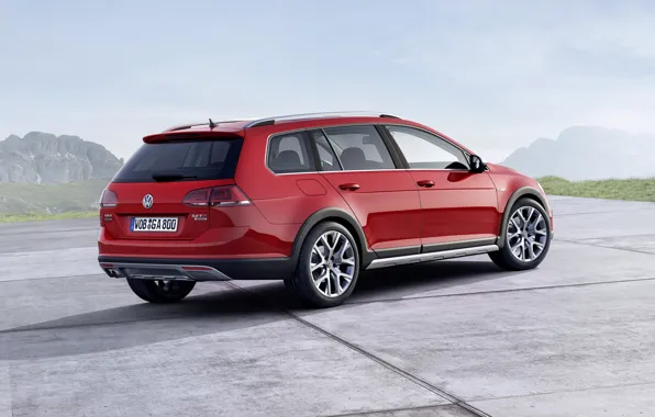 Картинка красный, Volkswagen, сбоку, универсал, 2014, Golf Alltrack