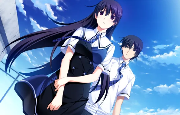 Небо, девушка, аниме, парень, Grisaia no Kajitsu
