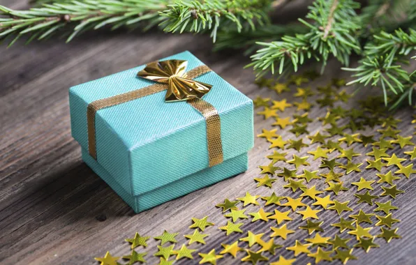 Подарок, Новый Год, звездочки, Merry Cristmas, gift, decoration