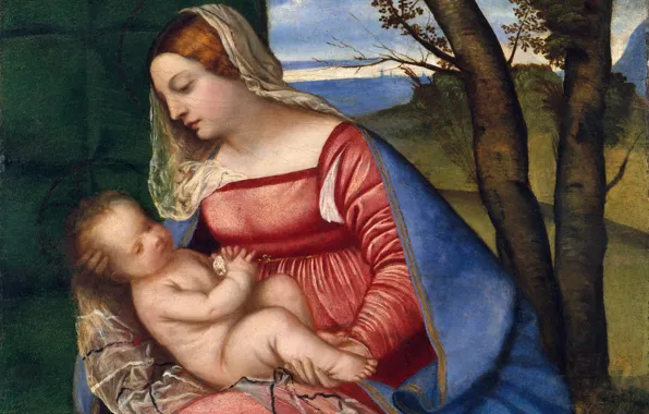 Картинка Titian Vecellio, ок.1510, Мадонна с младенцем