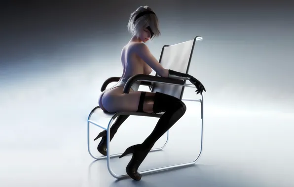 Girl, sexy, ass, thighhighs, bodysuit, legs, breast, anime
