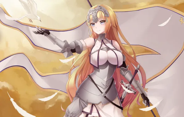 Девушка, фон, флаг, арт, Fate/Apocrypha, Fate - Apocrypha, Joan of Arc, Судьба Апокриф