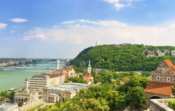 Картинка лето, город, размытость, боке, красивый вид, Венгрия, Hungary, Будапешт
