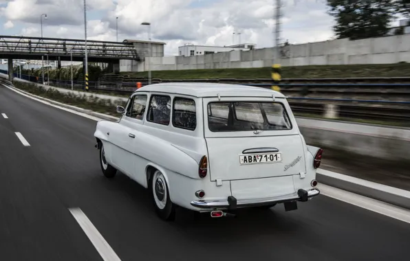 Картинка дорога, белый, Škoda, универсал, Skoda, Octavia, Octavia Combi, 1960-1971