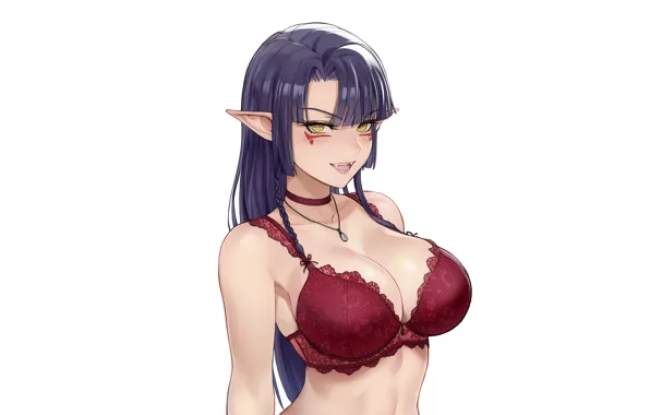 Girl, sexy, lingerie, bra, cleavage, long hair, boobs, anime