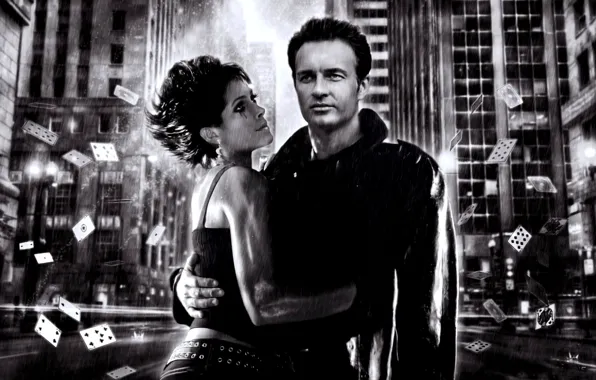 Карты, город, фон, Julian McMahon, Джулиан МакМэхон, зачарованные, фан-арт, Alyssa Milano