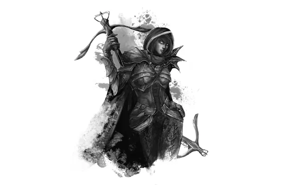 Картинка девушка, доспехи, арт, Diablo III, demon hunter, охотник на демонов, арбалеты, eksfo