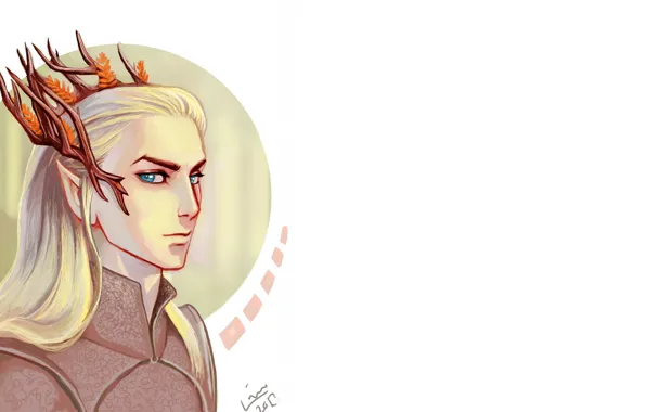 Эльф, арт, белый фон, Трандуил, thranduil, король эльфов, by linnpuzzle