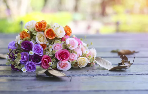 Картинка цветы, розы, букет, colorful, flowers, bouquet, roses, wedding