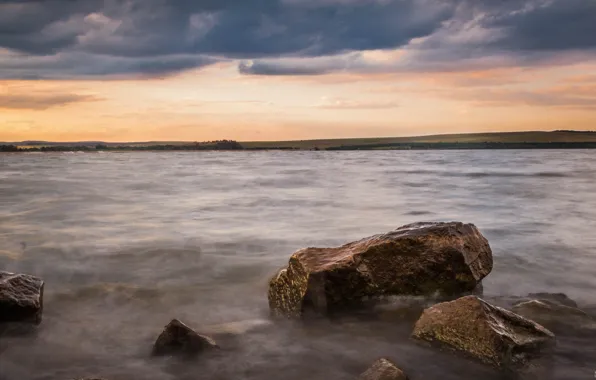 Море, волны, лето, вода, озеро, камни, тишина, Берег
