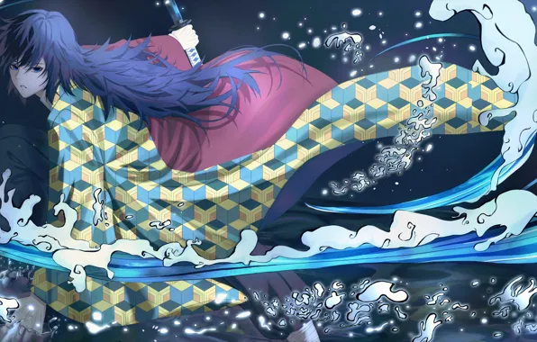 Вода, парень, Demon Slayer Kimetsu no Yaiba, Клинок Рассекающий Демонов, Giyuu Tomioka